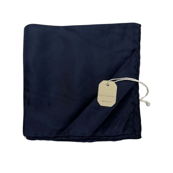 5-62 PAOLO ALBIZZATI Pocket Square 100% Silk Blue Paul Smith Navy - Picture 1 of 6